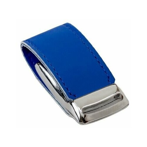 Подарочная флешка кожаная на магните синяя, оригинальный сувенирный USB-накопитель 64GB