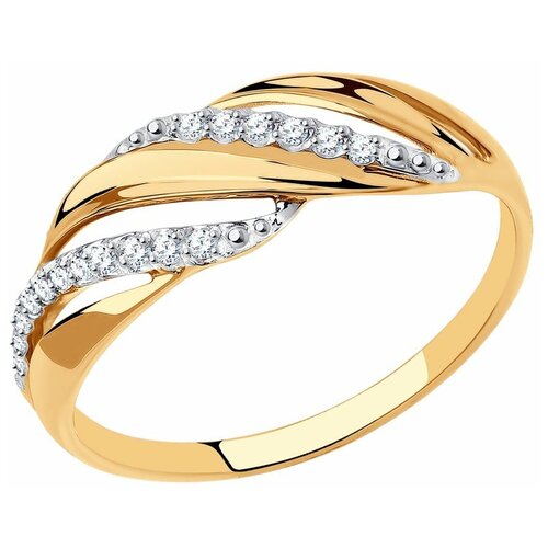 Кольцо Diamant, красное золото, 585 проба, фианит, размер 18.5, красный кольцо из красного золота 585 пробы с фианитами 01к1113363 размер 17