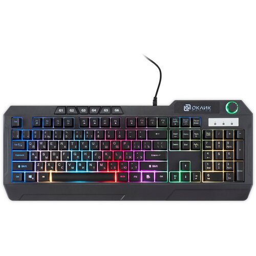 Клавиатура Оклик 715G черный USB Multimedia for gamer LED (1680657)