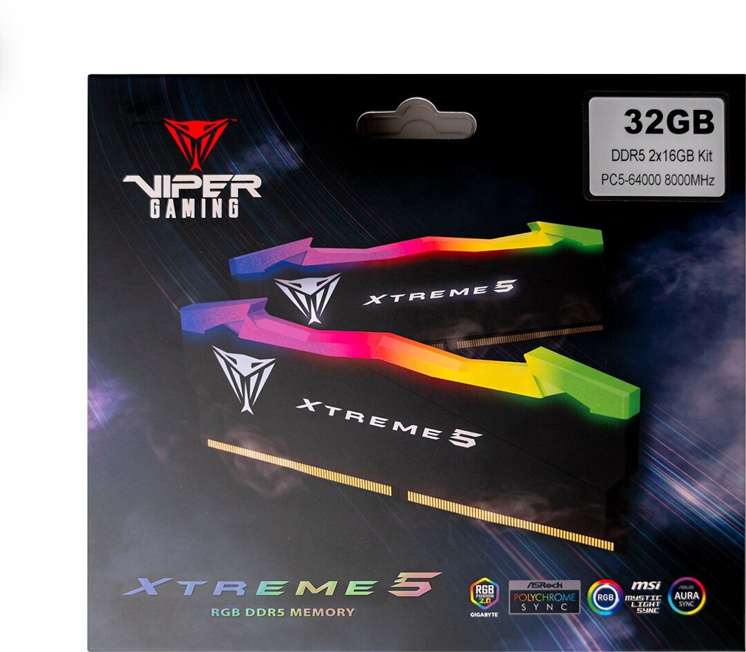 Оперативная память Patriot Memory Viper Xtreme 5 RGB 48 ГБ (24 ГБ x 2 ) DDR5 8000 МГц DIMM CL38 PVXR548G80C38K