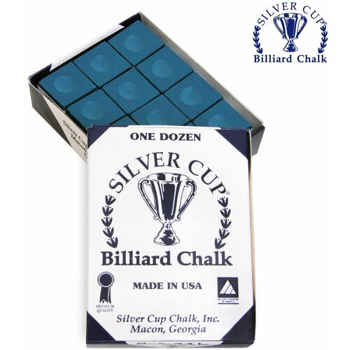 Мел для бильярда Сильвер Кап синий / Silver Cup Blue, 12 шт. мел для бильярда сильвер кап темно серый silver cup charcoal 6 шт