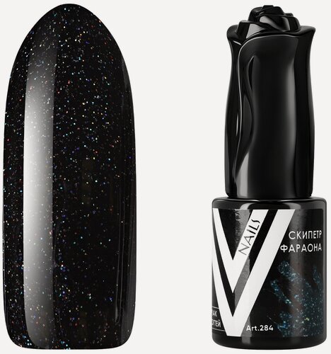Изображение товара Гель-лак для ногтей с блестками Vogue Nails плотный, насыщенный, темный, черный, 10 мл
