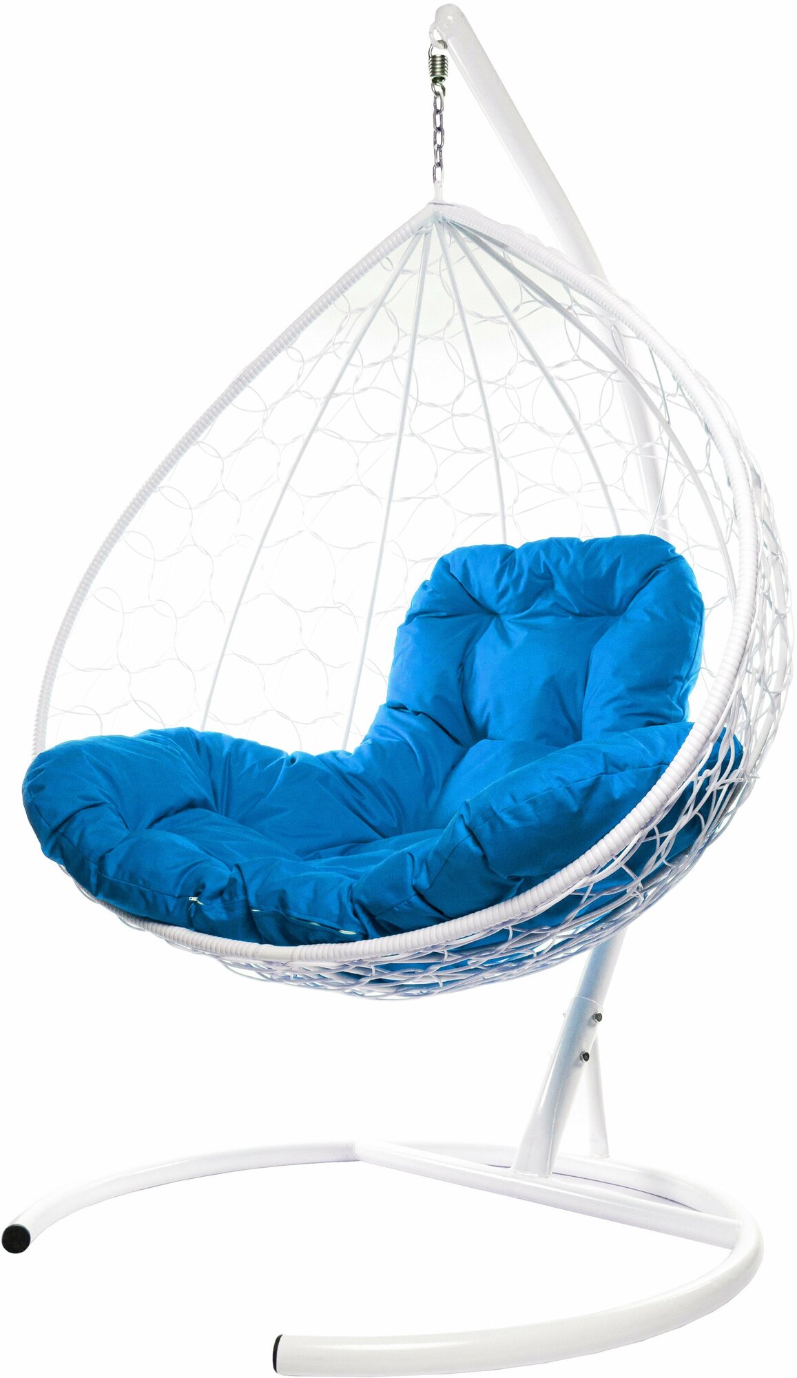 Подвесное кресло M-Group XL ротанг белое, синяя подушка - фотография № 17