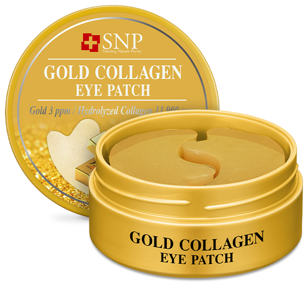 Гидрогелевые патчи SNP Gold Collagen Eye Patch для области вокруг глаз, с 24К золотом и коллагеном - фото №1