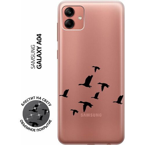 Силиконовый чехол на Samsung Galaxy A04, Самсунг А04 с 3D принтом Flock of Ducks прозрачный чехол книжка на samsung galaxy a04 самсунг а04 с 3d принтом flock of ducks золотой