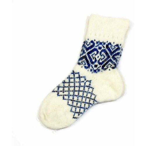 фото Носки русская шерсть, размер 38-40, белый, синий