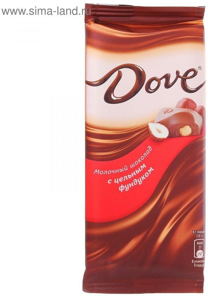 Шоколад Dove молочный с цельным фундуком, 90 г