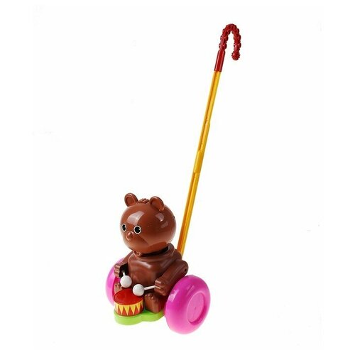 каталка игрушка форма мишка барабанщик с 76 ф коричневый Каталка «Мишка-барабанщик»