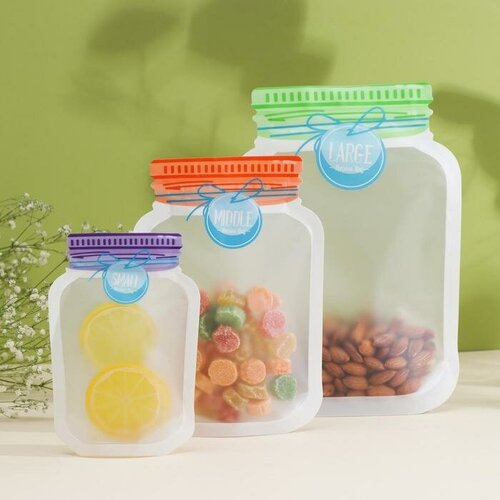 Набор пакетов для хранения продуктов Доляна Бирки застёжка zip-lock 3 шт 10515 см 135195 см 17245 см цвет микс для дома 449₽