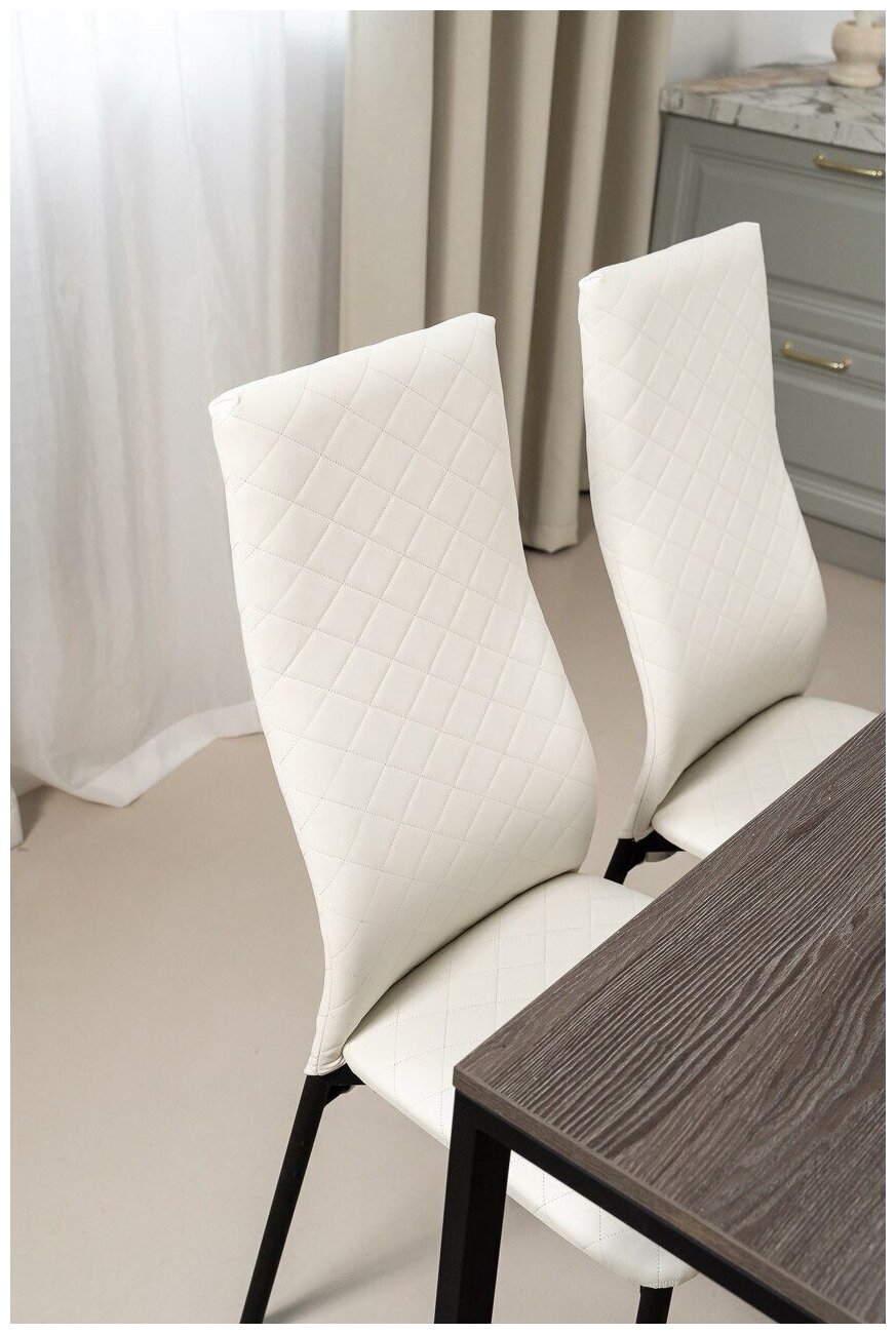 Обеденная группа Стол и 4 стула, стол «Ясень Анкор» 120х60х75, стулья Белые искусственная кожа 4 шт.