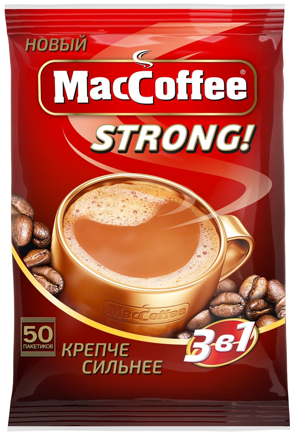 Кофейный напиток MacCoffee Стронг 3в1 растворимый16г, 50шт - фотография № 1