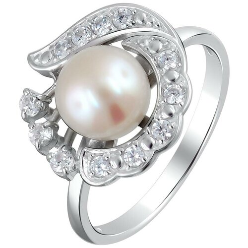 фото Эстет кольцо с жемчугом и фианитами из серебра л8к3519716, размер 17