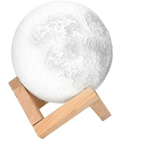 Светильник-ночник 3D-шар Луна на деревянной подставке с пультом управления, 15 см