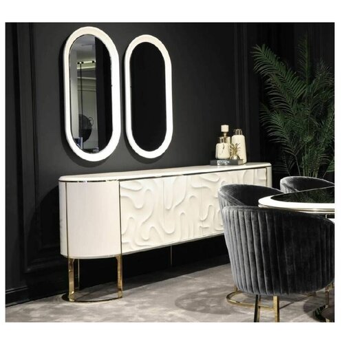 Комод Orix Carla/МДФ, металл/белый, серебристый/220x50x86 см