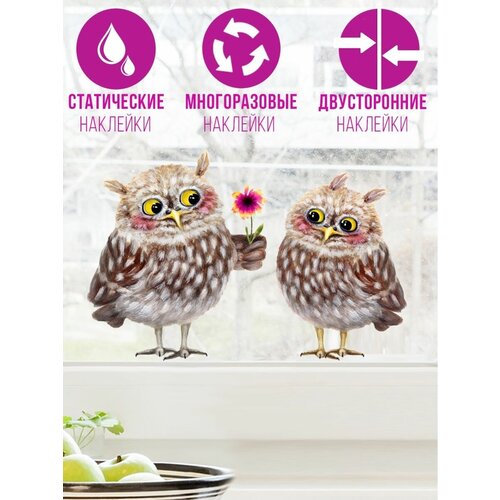 Наклейки на окна двухсторонние статические Коты