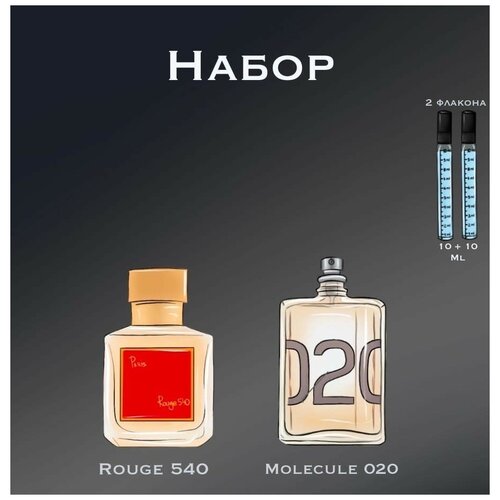 Парфюм набор crazyDanKos Molecule 02 + Baccarat Rouge 540 (Спрей 10+10 мл) набор парфюм crazydankos molecule 02 fleur narcotique спрей 10 10 мл