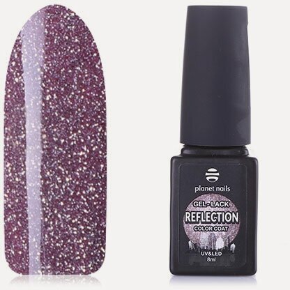 Изображение товара Planet nails, Светоотражающий гель-лак, "Reflection"- 167, 8мл (пыльно-розовый, с серебристыми микроблестками, плотный.)