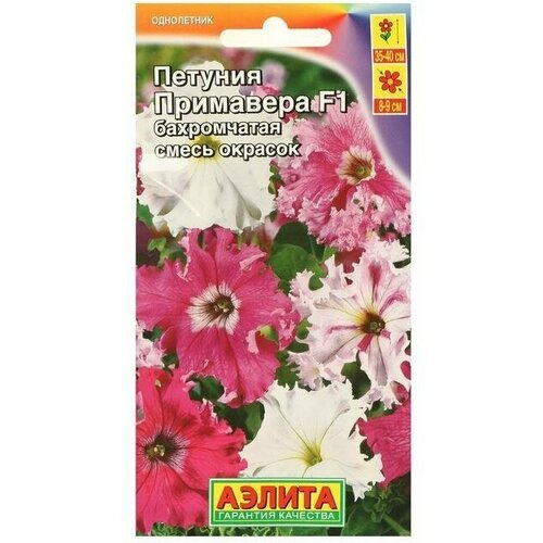 Семена Цветов Петуния Примавера бахромчатая, смесь окрасок, 7шт 6 упаковок семена цветов петуния примавера f1 бахромчатая смесь окрасок 7шт 2 шт