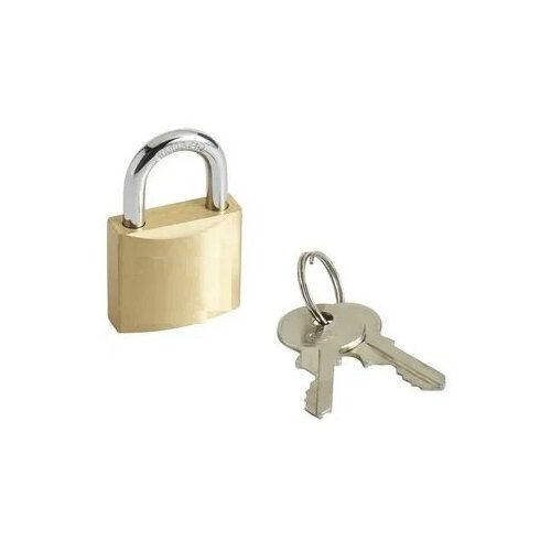 Замок навесной 30x27 мм медь Цилиндровый механизм открывается зубчатым ключом Для запирания кладовок подсобок ящиков с инвентарем шкафчиков тумб 1068₽