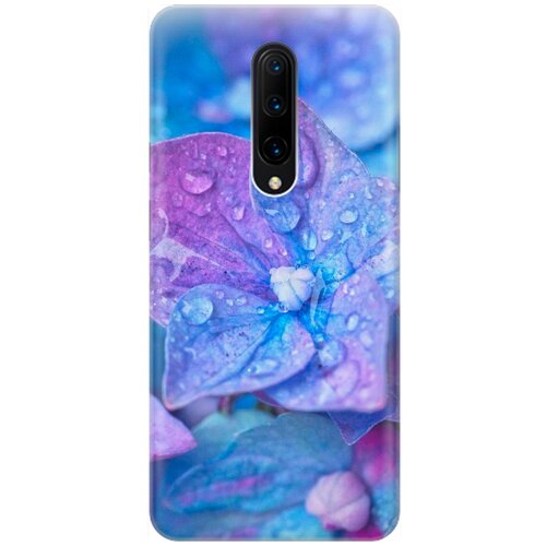 фото Ультратонкий силиконовый чехол-накладка для oneplus 7 pro с принтом "голубой цветочек" gosso