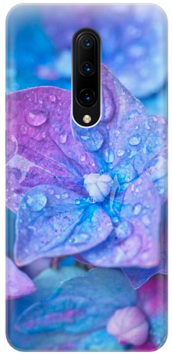 Ультратонкий силиконовый чехол-накладка для OnePlus 7 Pro с принтом "Голубой цветочек"