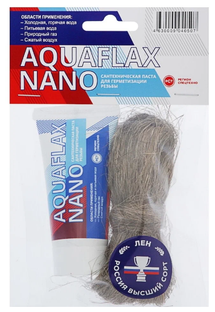 Паста сантехническая для уплотнения резьбы 'AQUAFLAX NANO' комплект (30 г) лён (15 г)