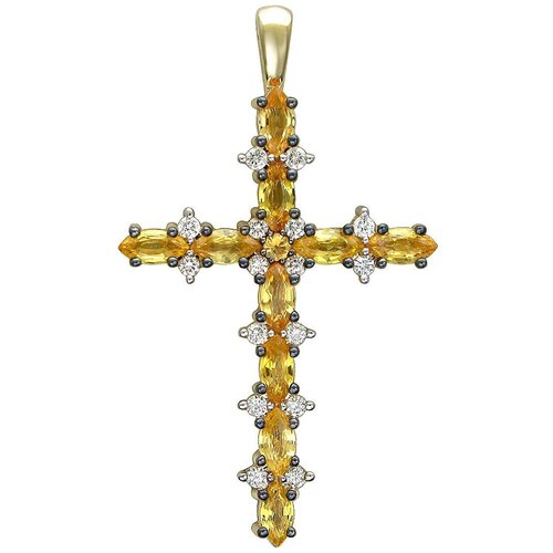 фото Эстет подвеска с сапфирами и бриллиантами из жёлтого золота 01р631092-2