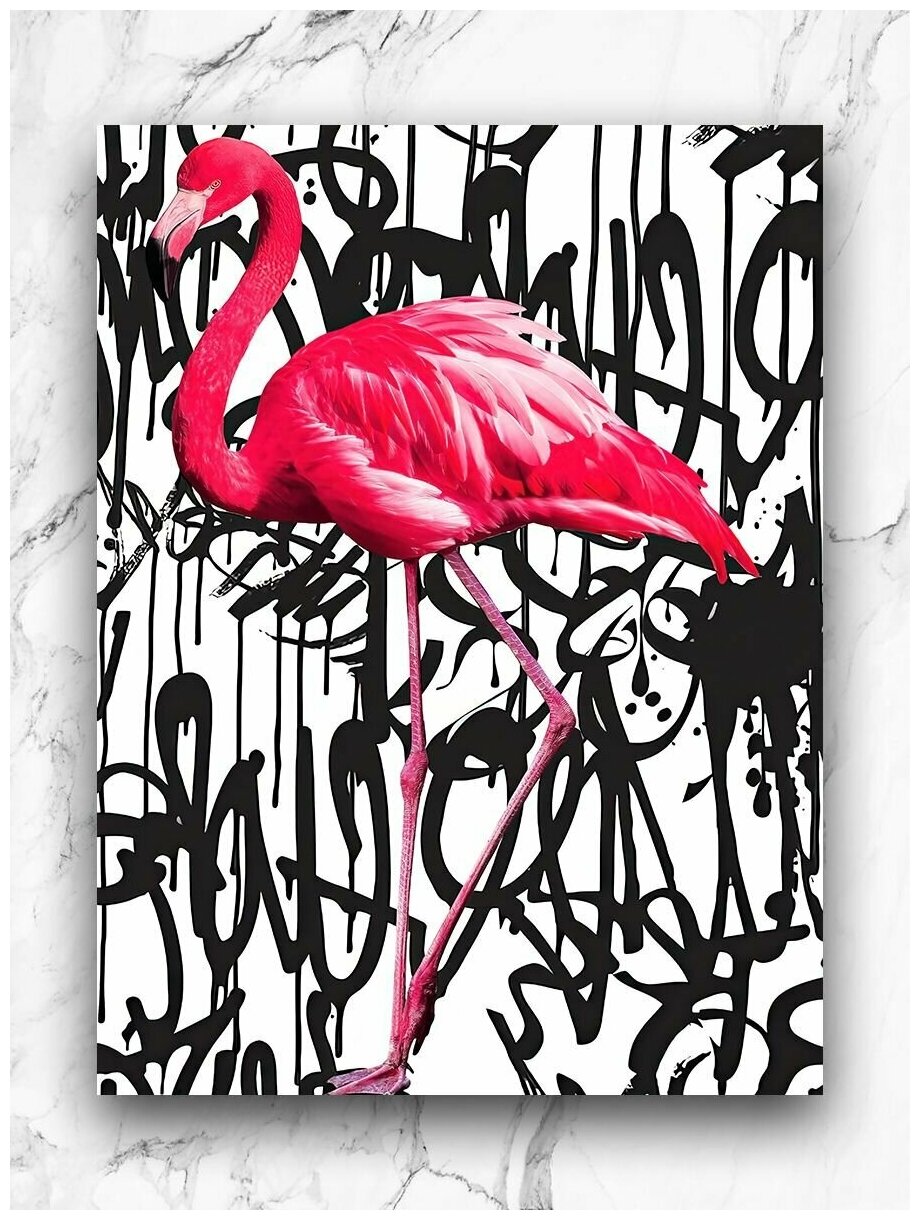 Картина интерьерная на холсте 60х80 см / Фламинго / Граффити