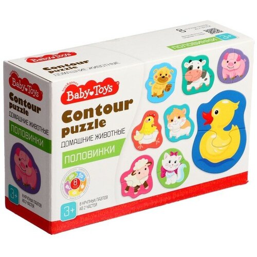 пазлы контурные baby toys половинки домашние животные 04120дк Пазлы контурные «Домашние животные. Половинки»