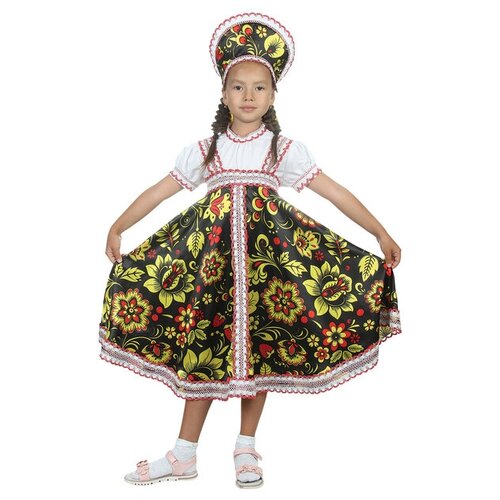 фото Русский народный костюм "хохлома", платье, кокошник, цвет чёрный, р-р 30, рост 110-116 см mikimarket