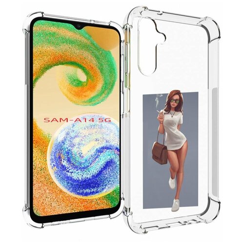 Чехол MyPads девушка-в-белой-футболке женский для Samsung Galaxy A14 4G/ 5G задняя-панель-накладка-бампер чехол mypads парус в море для samsung galaxy a14 4g 5g задняя панель накладка бампер