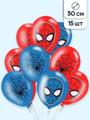 Воздушные шары латексные Riota Паучок, красный/синий, 30 см, 15 шт