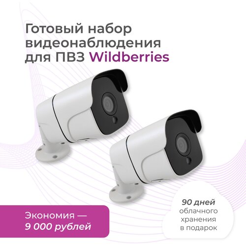 Видеонаблюдение для пунктов выдачи заказов / Готовый набор для ПВЗ / 2 IP-камеры с облачным хранением архива / 90 дней облака в подарок