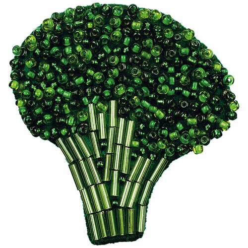 Klart Набор для вышивания бисером Брошь Брокколи (10-003), зеленый, 1 шт., 5.5 х 5.5 см