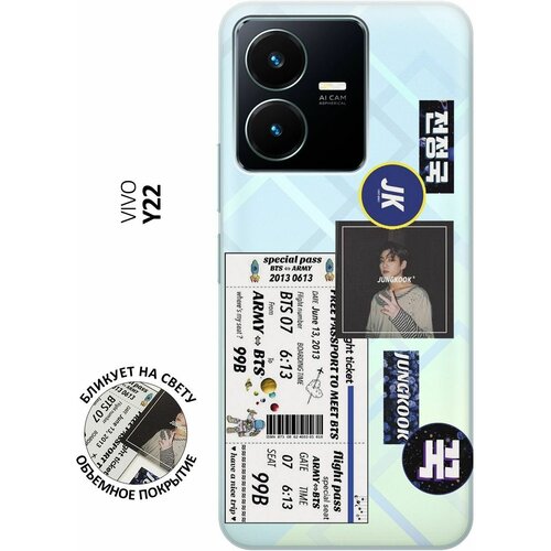 Силиконовый чехол с принтом BTS Stickers для Vivo Y22 / Виво У22 силиконовый чехол с принтом bts stickers для vivo y22 виво у22