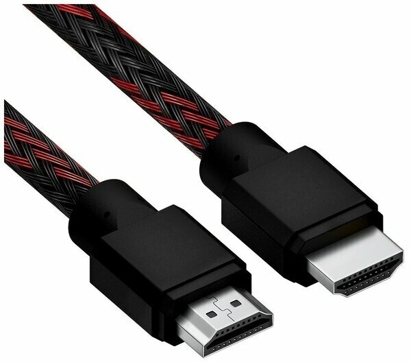 4PH-R90019 Кабель 2.0m HDMI 2.0, BICOLOR черно-красный нейлон, Ultra HD, 4K 60 fps 60Hz/5K*30Hz, 3D, AUDIO, 18.0 Гбит/с, 28AWG 4PH-R90019