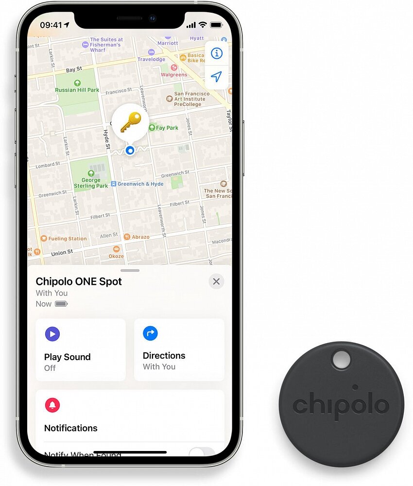 Поисковой трекер Chipolo ONE Spot для приложения Apple "Локатор" (CH-C21M-GY-R)