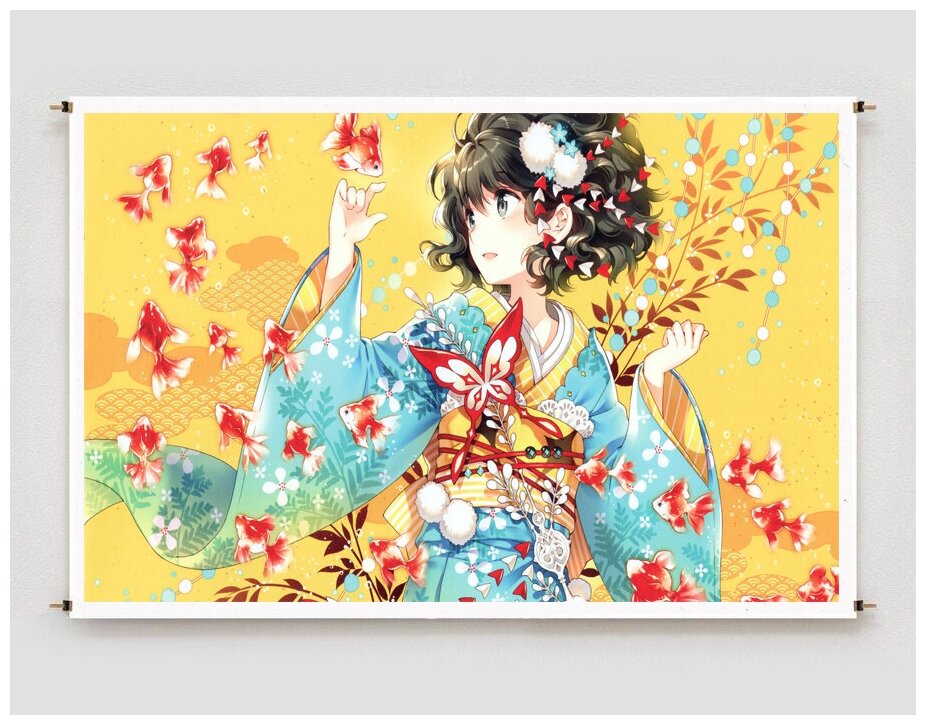 Постер плакат для интерьера "Аниме: Кимоно (Kimono)" / Декор дома, офиса, комнаты, квартиры A3 (297 x 420 мм)