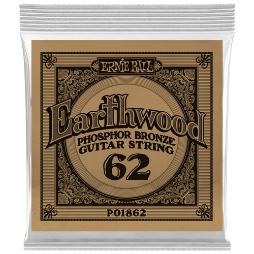 Ernie Ball 1862 струна одиночная для акустической гитары Серия Earthwood Калибр: 62 Сердцевина: ernie ball 2043 earthwood silk