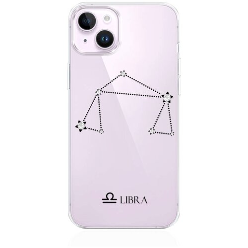 Прозрачный силиконовый чехол MustHaveCase для iPhone 14 Plus с кристаллами Lux Знак зодиака Весы Libra для Айфон 14 Плюс