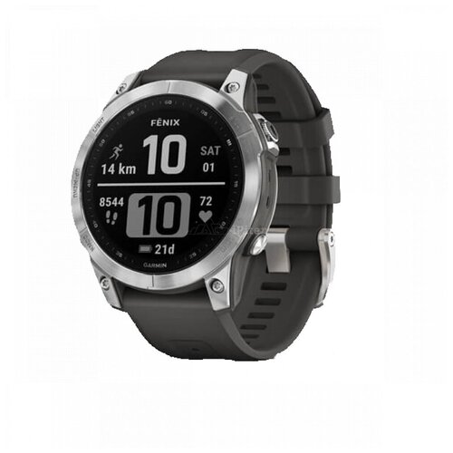Умные часы Garmin Fenix 7 серебристый с графитовым силиконовым ремешком 010 - 02540 - 01 Серебряный 7999000₽