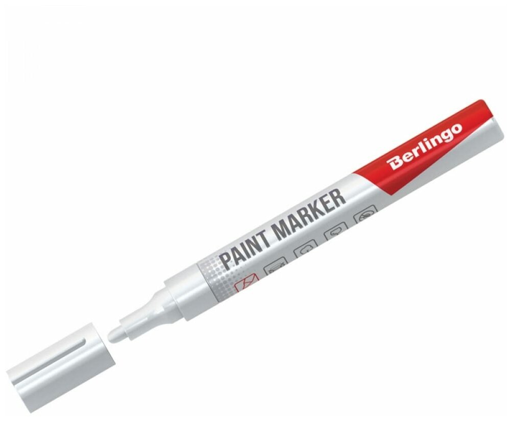 фото Маркер-краска Berlingo белая, 2-4мм, нитро-основа BMk_02100