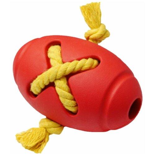 HOMEPET SILVER SERIES мяч регби с канатом каучук, Ф 8 см х 12,7 см, красный (0.26 кг) (2 штуки)