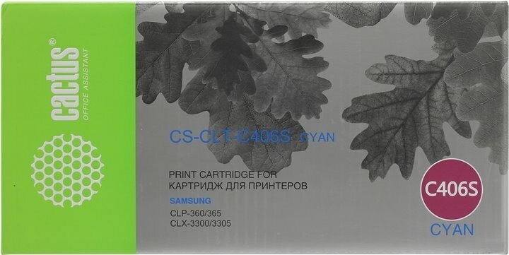 Картридж cactus CS-CLT-C406S для Samsung CLP-360/365/366/CLX-3300/3305/3306, 1000 стр, голубой - фотография № 12