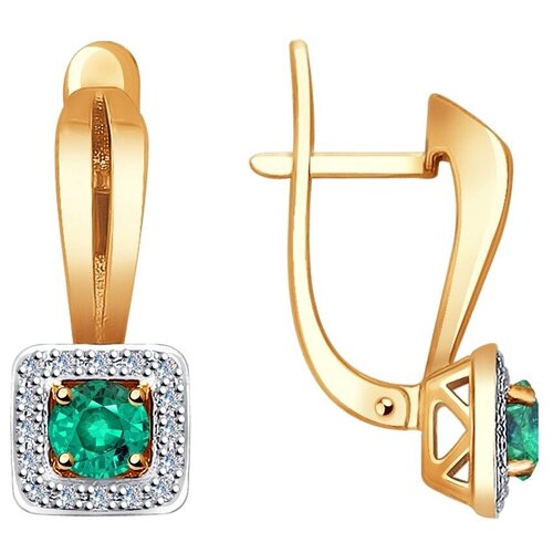 Серьги из золота с бриллиантами и изумрудами 3020435