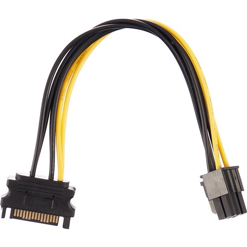 кабель питания видеокарты pci express 6pin от бп atx 2хmolex pci e gembird cc psu 6 Разветвитель Cablexpert CC-PSU-SATA, 0.2 м, 1 шт., черно-желтый