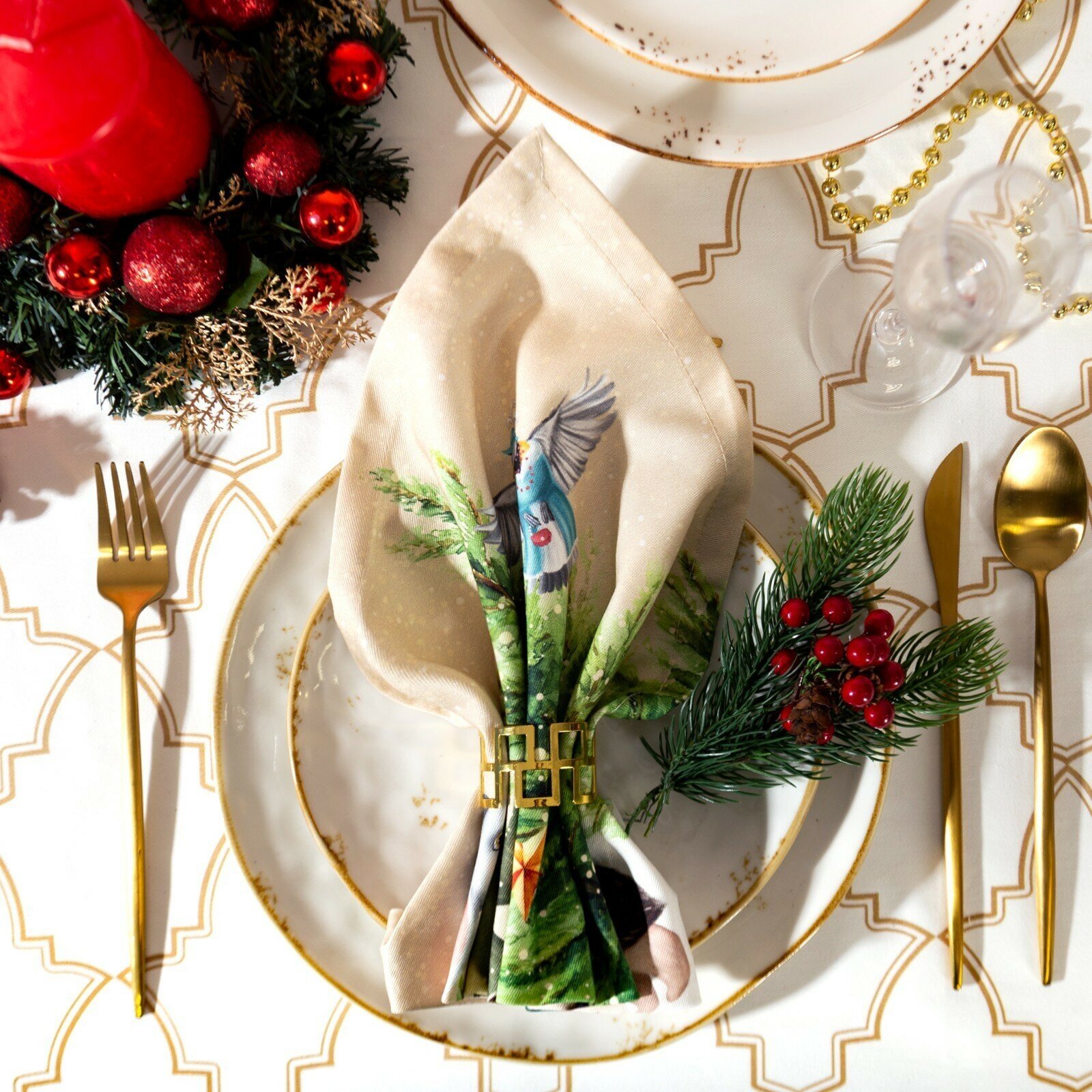 Набор салфеток Этель "Noble Christmas" 40х40см 4 шт, 100%хл, саржа 190 гр/м2, 7318998