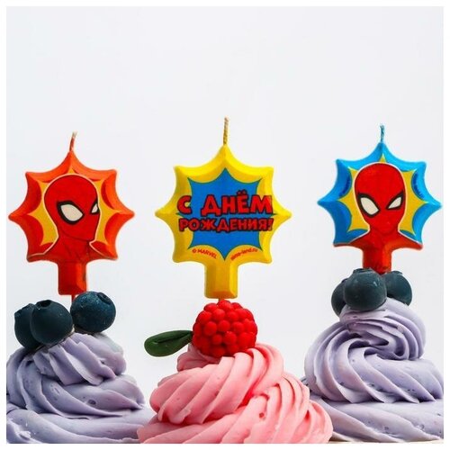 Свеча в торт набор С Днем Рождения 5 шт Человек-паук 586₽