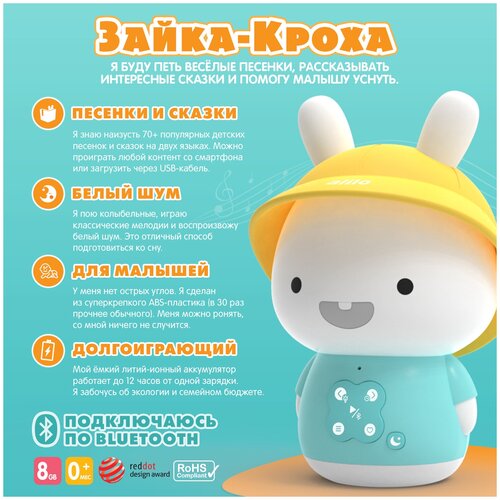 Развивающая игрушка alilo Зайка - кроха G9, голубой