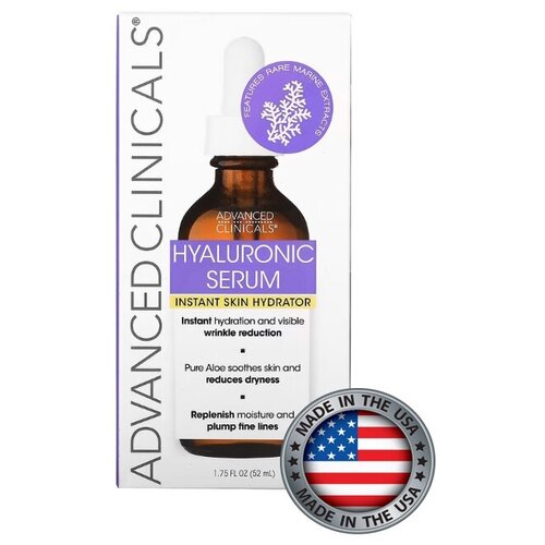Advanced Clinicals, гиалуроновая сыворотка, мгновенное увлажнение кожи, 52 мл
